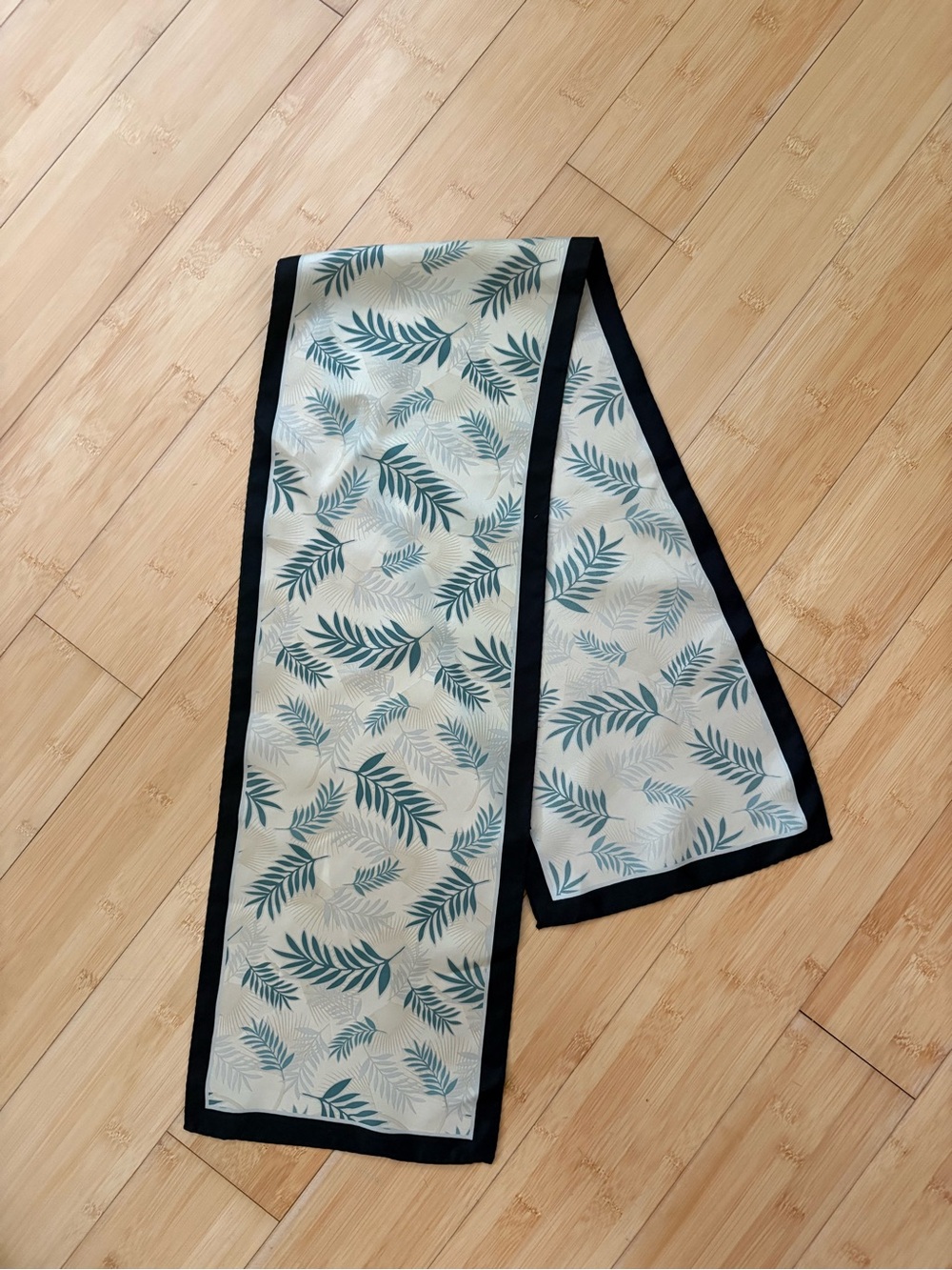 Vintage Silk  Leaf Print Long Scarf by ANTHONY